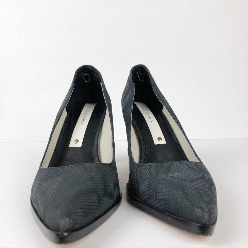 Matt Bernson Python Snake Embossed Pointy Toe Hee… - image 2